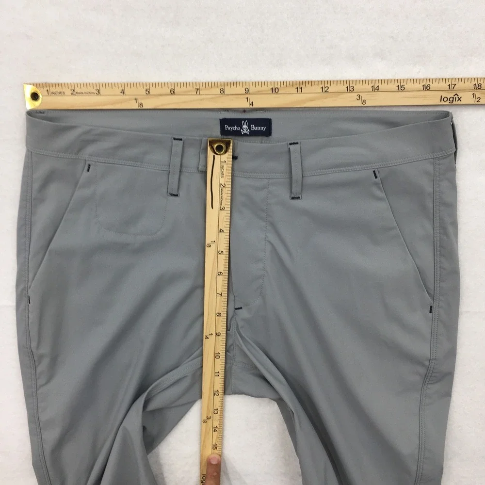 Psycho Bunny Mens Slim Fit Performance Chino Pants Gray Size 33 Golf Trousers